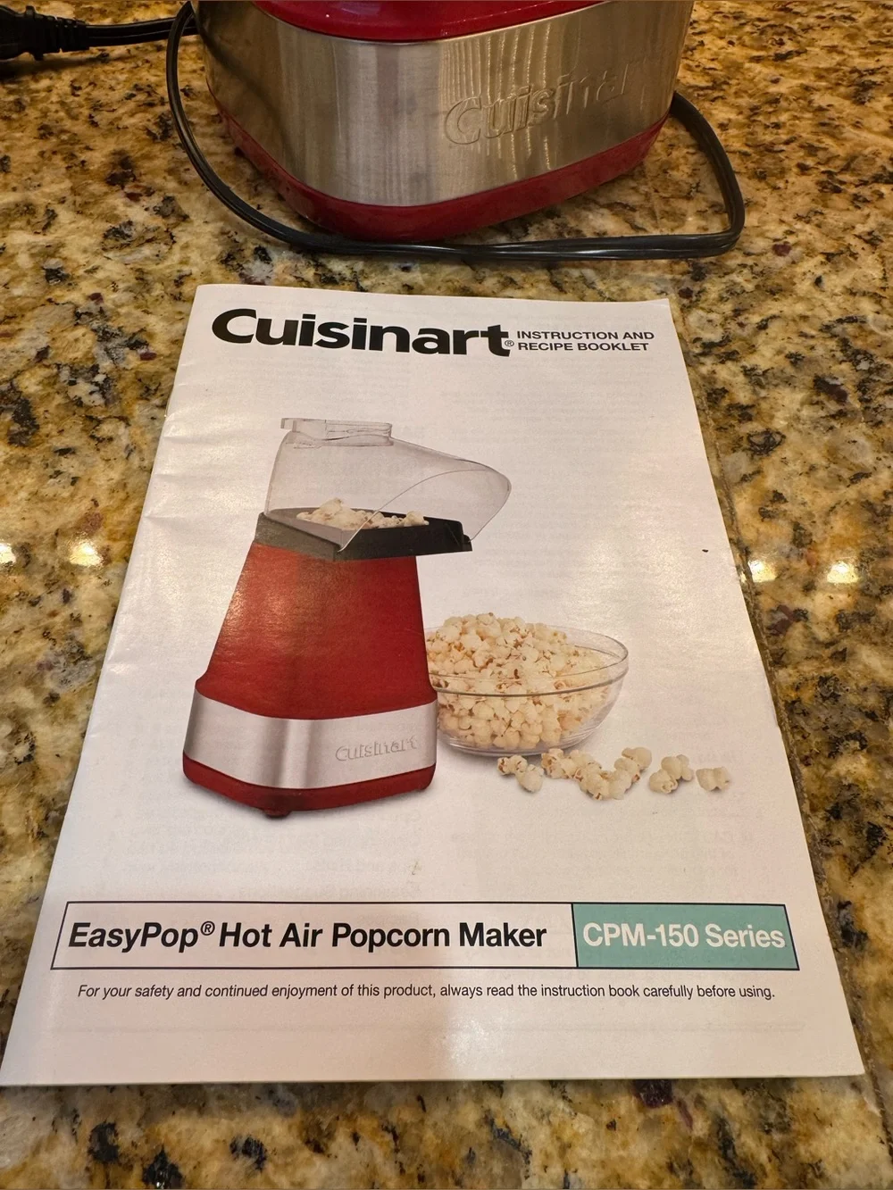 Cuisinart Red and Silver Hot Air Easy Popcorn 🍿 Maker CPM-150 Clean/ Fun